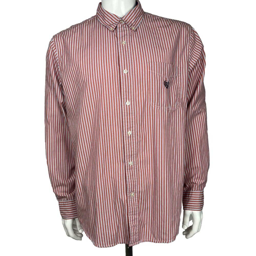 Chaps Ralph Lauren Dress Shirt Long Sleeve Button Down Easy Care Red Men Large
